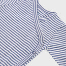 OrganicEra Organic Long Sleeve Newborn Kimono Baby Body, Striped, Indigo Melange