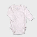 OrganicEra Organic Long Sleeve Newborn Kimono Baby Body, Striped, Rose Melange