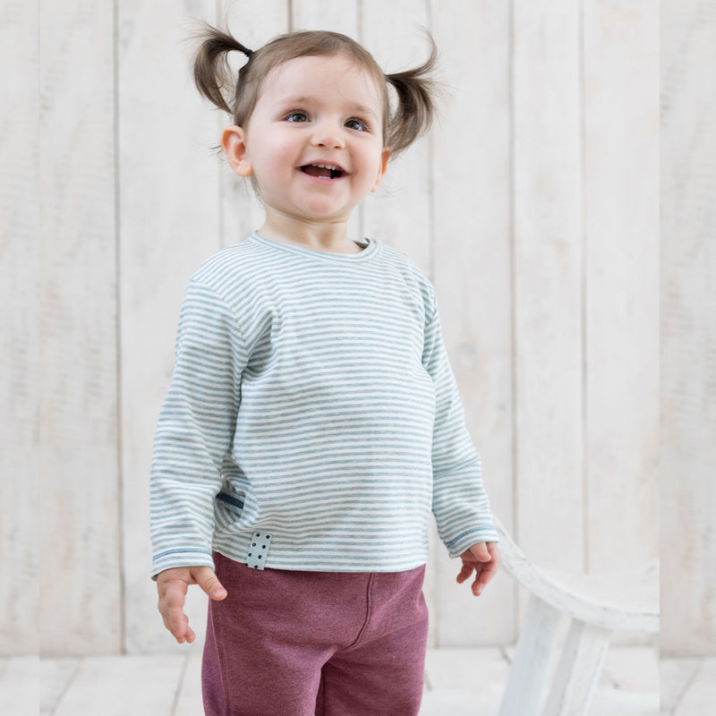 OrganicEra Organic Baby L/S Tshirt, Aqua Striped