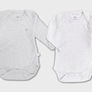 OrganicEra Organic Newborn Baby Long Sleeve Bodysuit, 2 pcs Set, Grey Melange