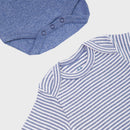OrganicEra Organic Newborn Baby Long Sleeve Bodysuit, 2 pcs Set, Indigo Melange
