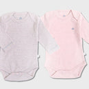 OrganicEra Organic Newborn Baby Long Sleeve Bodysuit, 2 pcs Set, Rose Melange