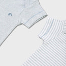 OrganicEra Organic Newborn Baby Short Sleeve Bodysuit, 2 pcs Set, Aqua Melange