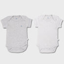 OrganicEra Organic Newborn Baby Short Sleeve Bodysuit, 2 pcs Set, Grey Melange