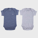 OrganicEra Organic Newborn Baby Short Sleeve Bodysuit, 2 pcs Set, Indigo Melange