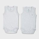 OrganicEra Organic Newborn Baby Sleeveless Bodysuit, 2 pcs Set, Aqua Melange