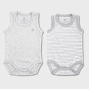 OrganicEra Organic Newborn Baby Sleeveless Bodysuit, 2 pcs Set, Grey Melange