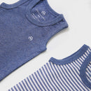 OrganicEra Organic Newborn Baby Sleeveless Bodysuit, 2 pcs Set, Indigo Melange