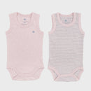 OrganicEra Organic Newborn Baby Sleeveless Bodysuit, 2 pcs Set, Rose Melange