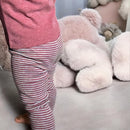 OrganicEra Organic Baby Leggings, Bordeaux - Grey Striped