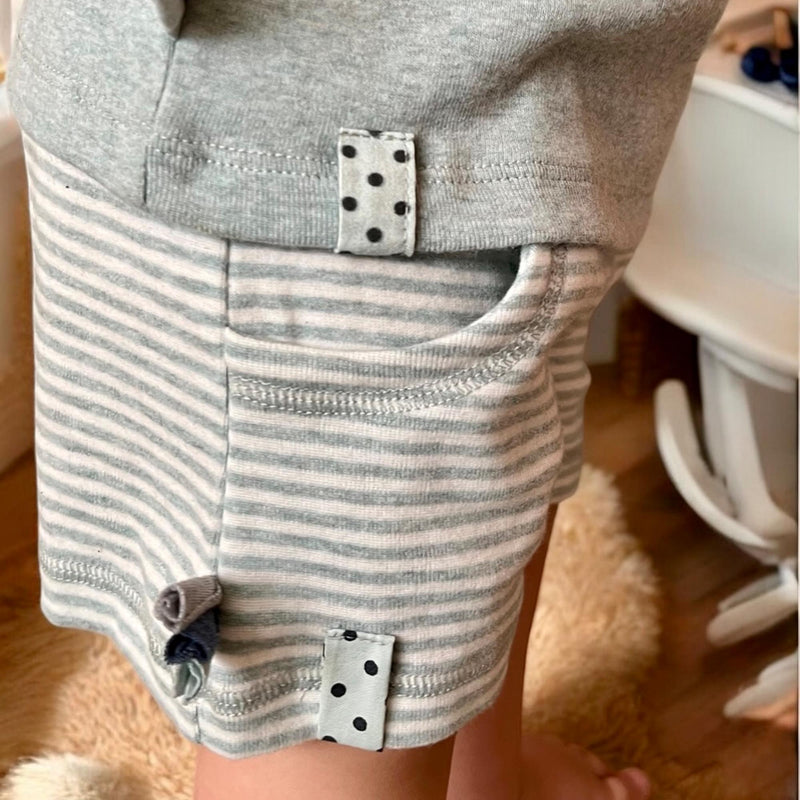OrganicEra Organic Baby Shorts, Aqua Striped