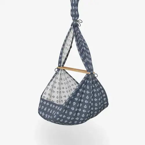 B-Ware Pauli & Co Federwiege Hängewiege Anker Hellgrau Schurwolle Eiche Geölt