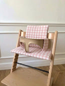Waterproof Wipe Clean High Chair Cushion | Compatible with Stokke Tripp Trapp | Vichy Gingham Pink