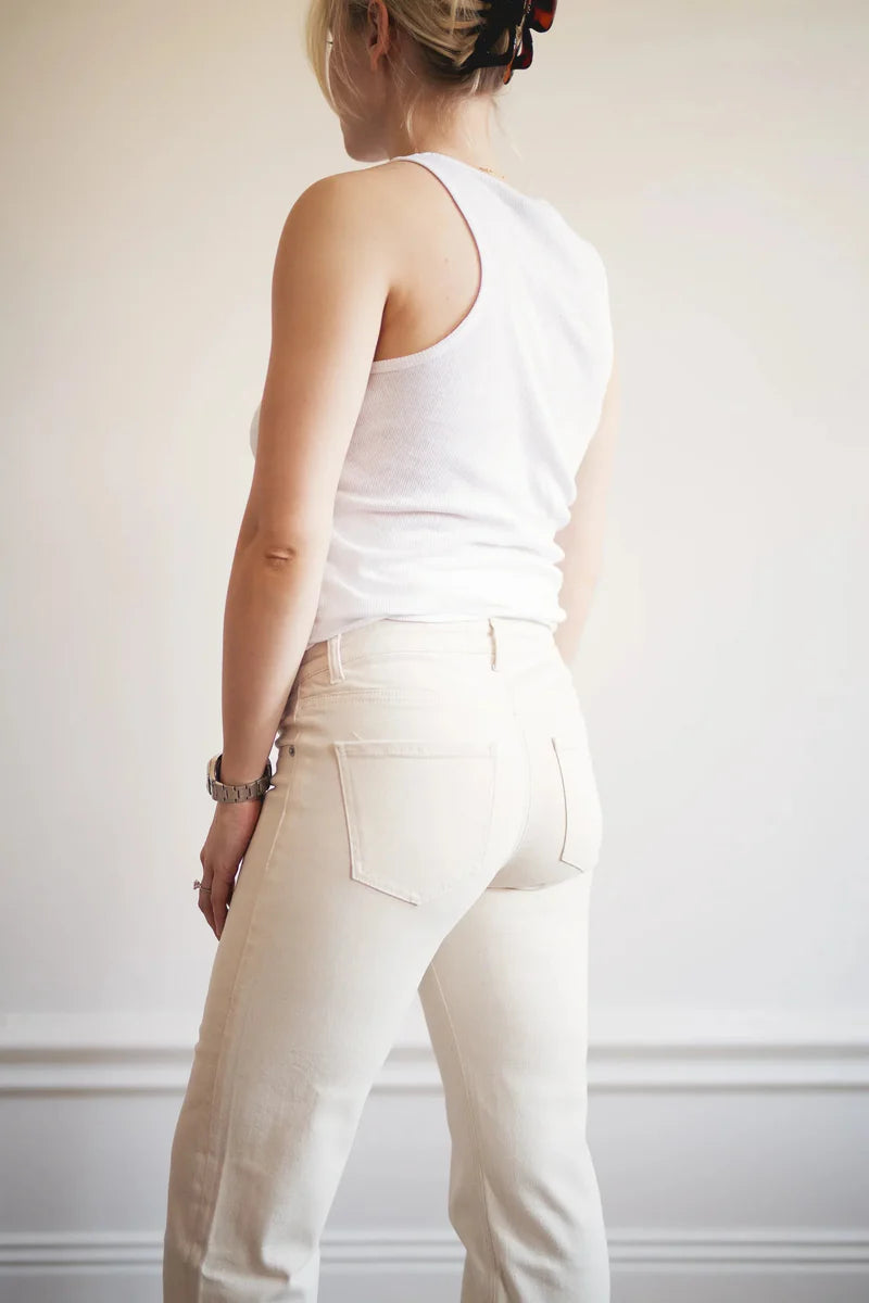 02 FLARE - ECRU WHITE. Jeans aus Bio-Baumwolle mit Bauchbund - Jeans-9•BORROUGHS