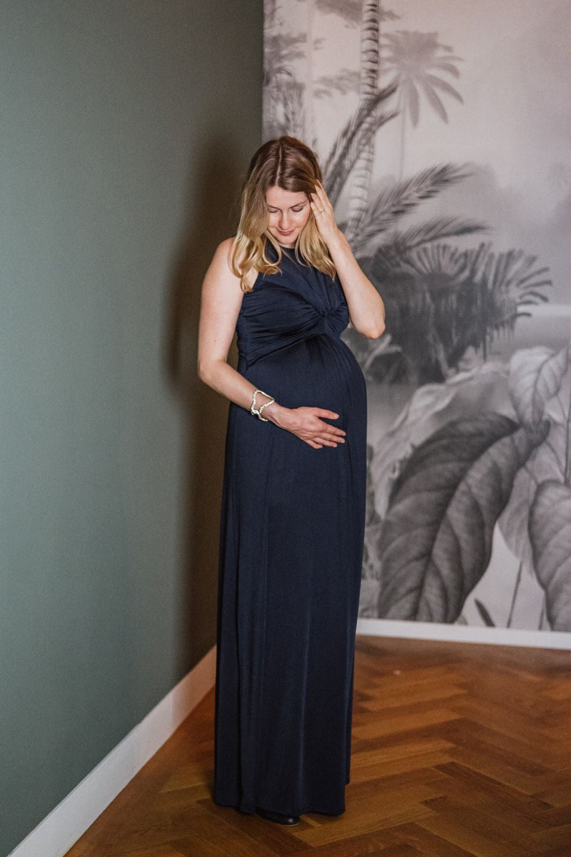 Bodenlanges festliches Umstandskleid navy