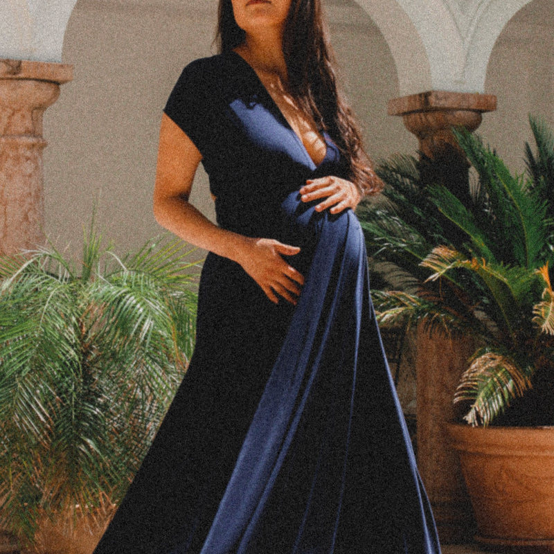 Detailansicht Wickelmethode festliches Umstandskleid