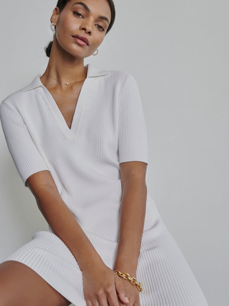 BUSINESS BUMP - Quiet Luxury Ripstrickkleid mit Polokragen - Kleider-9•BORROUGHS