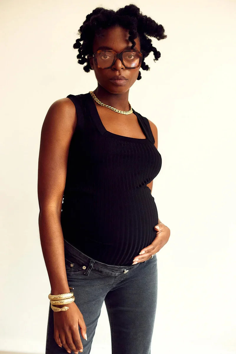 SQUARE NECK TOP. aus edlem Ripstrick - Tops-9•BORROUGHS