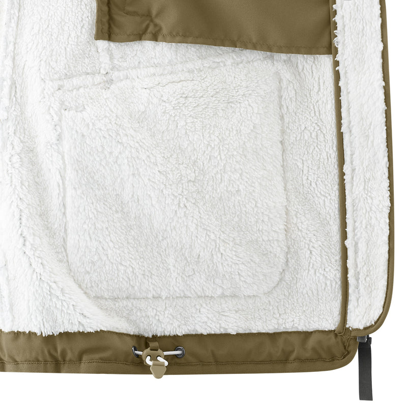 SANDRA. Kuschelige Allwetter Softshell Tragejacke - in Khaki