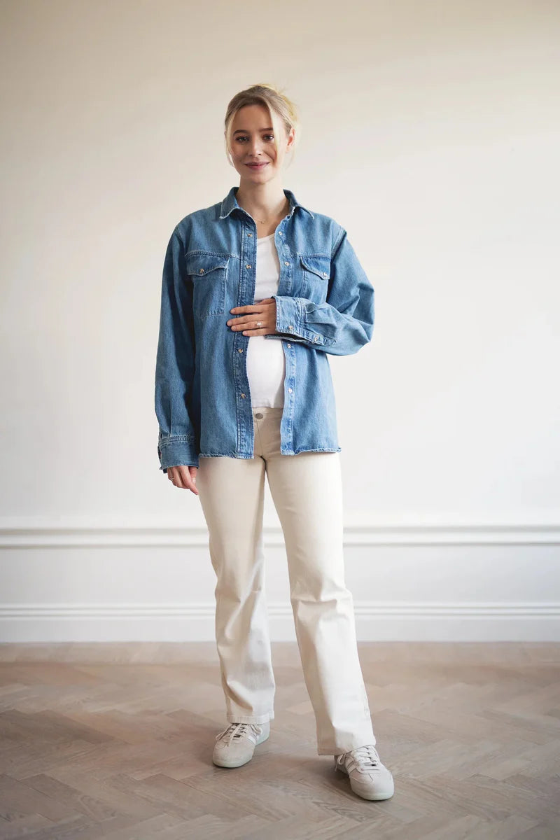 02 FLARE - ECRU WHITE. Jeans aus Bio-Baumwolle mit Bauchbund - Jeans-9•BORROUGHS