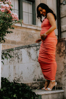 Knöchellanges festliches Schwangerschaftskleid coral