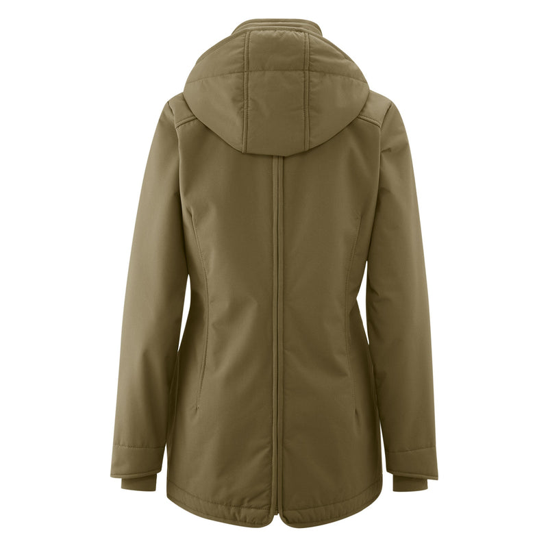 SANDRA. Kuschelige Allwetter Softshell Tragejacke - in Khaki