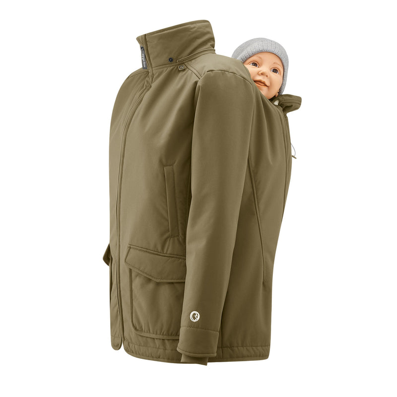 SANDRA. Kuschelige Allwetter Softshell Tragejacke - in Khaki
