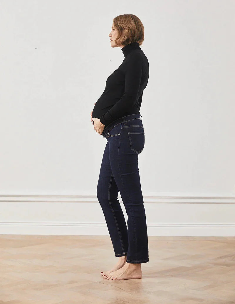 01 STRAIGHT. Jeans aus Bio-Baumwolle mit Bauchbund in RAW INDIGO - Jeans-9•BORROUGHS