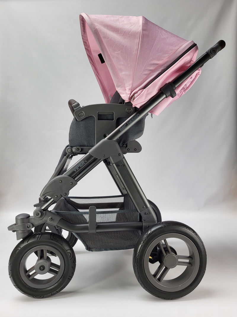 ABC-Design Viper 4 Kinderwagen Grau/Rosa: Flexibel bis 22kg Komfort