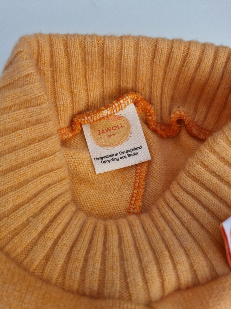 Mitwachs-Hose für Babys 50/56 aus Upcycling Kaschmir in Pfirsisch-Orange