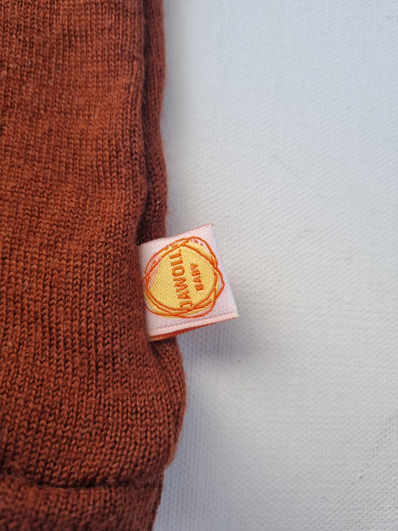 Oberteil Tanktop Pullunder Unterhemd 98/104 aus Upcycling Merinowolle in Rostbraun