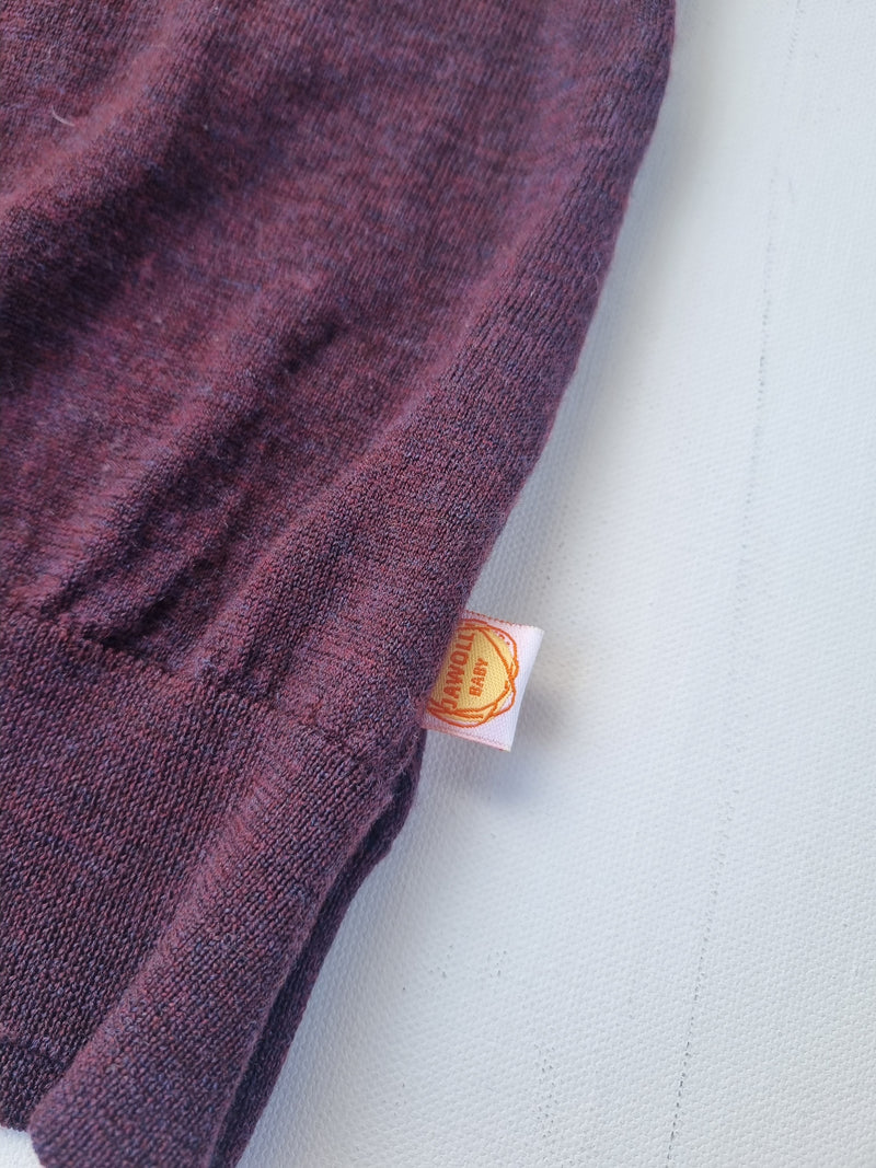 Oberteil Tanktop Pullunder Unterhemd 110/116 aus Upcycling Wolle in Pflaumenlila