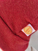 Sonnenhut Sommermütze KU 46-49 Baby Kleinkind mit Nackenschutz aus Upcycling Merinowolle in Masala Rot mit Mini-Makel