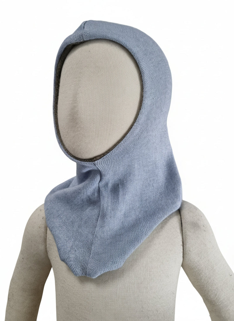 Wende-Schlupfmütze für Babys KU 43 - 48 aus Upcycling Seide & Kaschmir Olivgrün und Hellblau