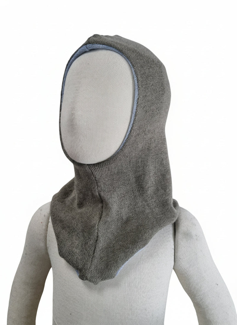 Wende-Schlupfmütze für Babys KU 43 - 48 aus Upcycling Seide & Kaschmir Olivgrün und Hellblau