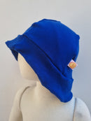 Sonnenhut Sommermütze Kleinkind KU 50-54 mit Nackenschutz aus Upcycling Wolle in Blau