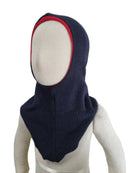 Wende-Schlupfmütze für Kleinkinder KU 49-51 aus Upcycling Seide & Kaschmir in Rot und Dunkelblau