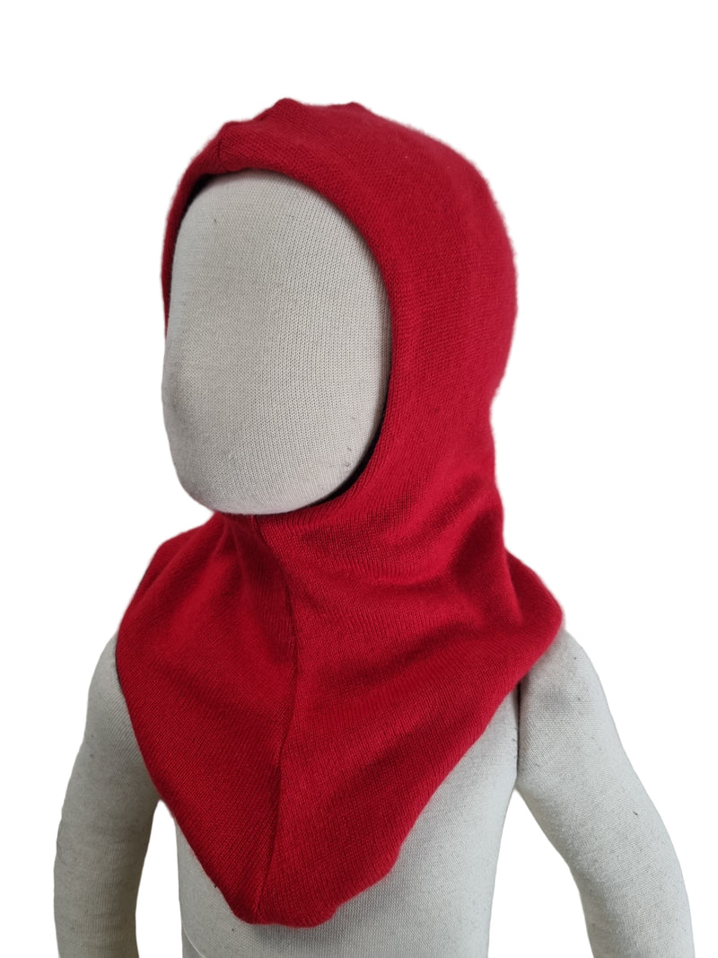 Wende-Schlupfmütze für Kleinkinder KU 49-51 aus Upcycling Seide & Kaschmir in Rot und Dunkelblau