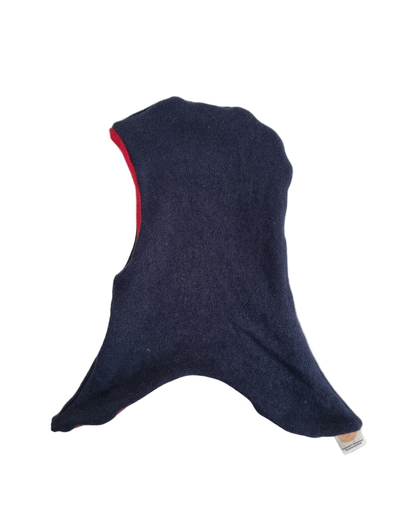 Wende-Schlupfmütze für Kleinkinder KU 49-51 aus Upcycling Seide & Kaschmir in Rot und Dunkelblau