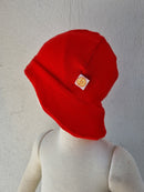 Sonnenhut Sommermütze KU 46-49 Baby Kleinkind mit Nackenschutz aus Upcycling Wolle und Kaschmir in Rot