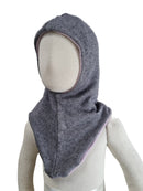 (Kopie) Wende-Schlupfmütze für Kleinkinder KU 49-51 aus Upcycling Seide & Kaschmir in Pastell-Lila und Grau