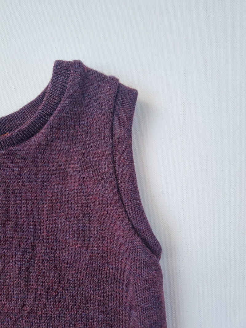 Oberteil Tanktop Pullunder Unterhemd 110/116 aus Upcycling Wolle in Pflaumenlila