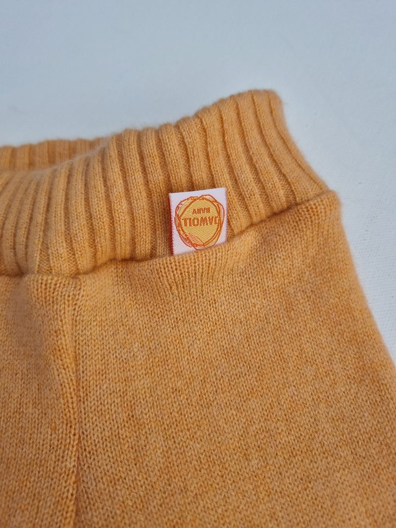 Growing pants for babies 50/56 made from upcycled cashmere in peach-orange