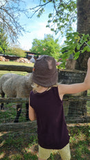 Oberteil Tanktop Pullunder Unterhemd 110/116 aus Upcycling Wolle in Pflaumenlila