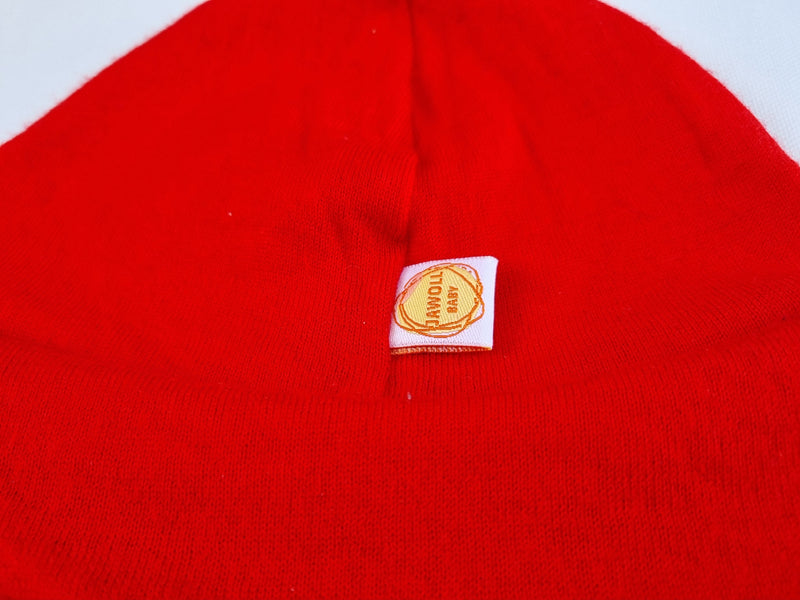 Sonnenhut Sommermütze KU 46-49 Baby Kleinkind mit Nackenschutz aus Upcycling Wolle und Kaschmir in Rot