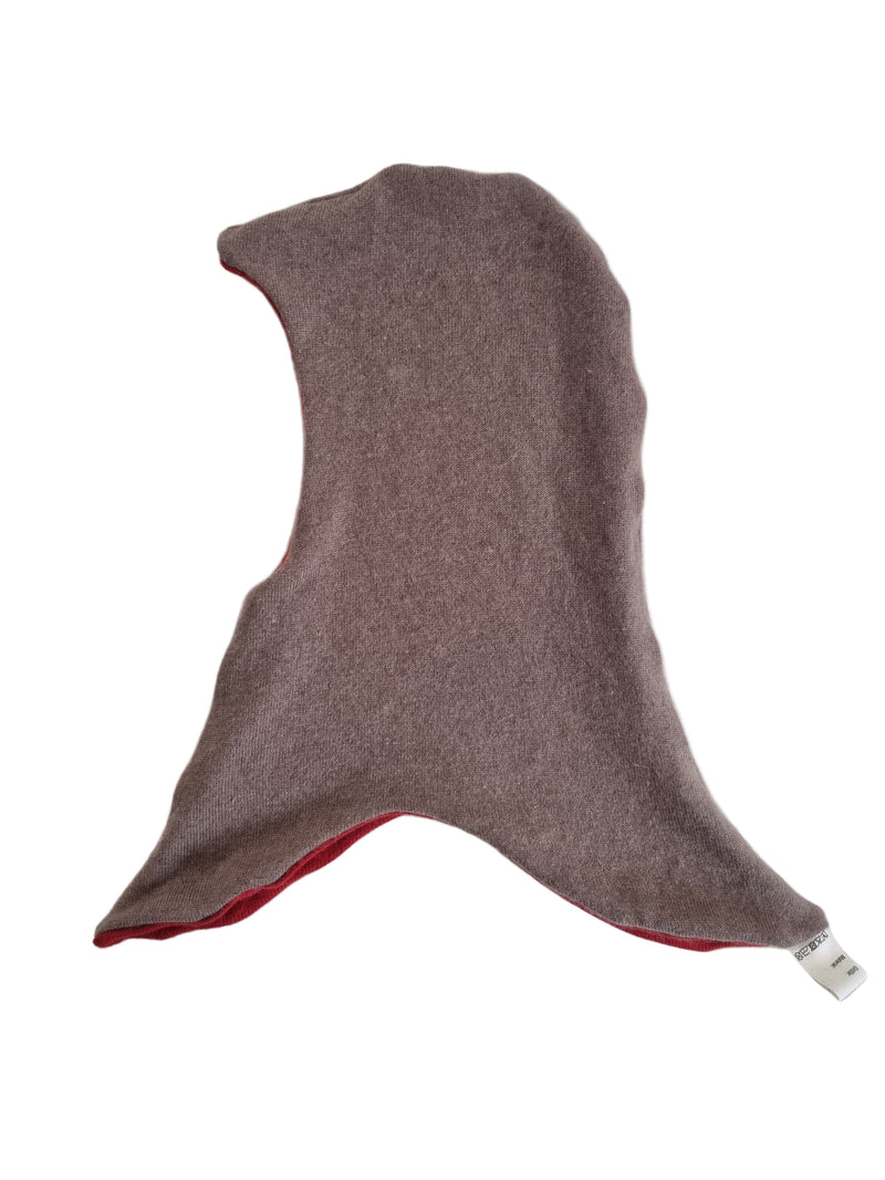 Wende-Schlupfmütze für Kleinkinder KU 52-55 aus Upcycling Seide & Kaschmir in Ziegelrot und Hellbraun