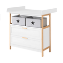 B-Ware Roba Wickelkommode Wickeltisch Berlin Kommode Weiß Bambus Wickelaufsatz229