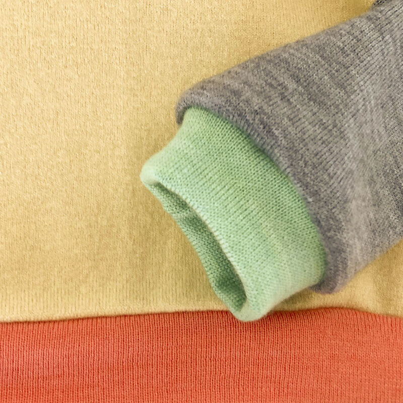 kronjuwel Wollpullover 104/110 hellgelb grau pastell Upcycling