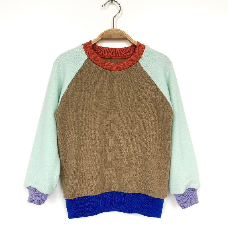 kronjuwel Wollpullover 104/110 beige mint Upcycling