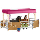 B-Ware Schleich Pferdeanhänger Set Pferdetransporter Wohnmobil Koppel Zubehör Spielzeug